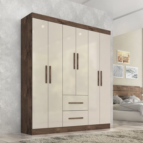 Imagem 5 de 5 de Guarda Roupa Casal Toronto 6 Portas E 2 Gavetas Chocolate/