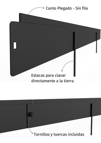 Fleje De Metal Delimitar Jardín 120x7cm - 1,2mm Esp X3 Negro