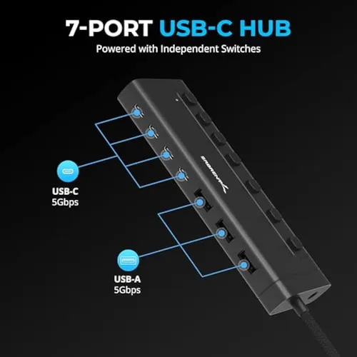 Sabrent Hub Usb-c De 7 Puertos Con Interruptores