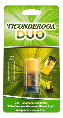 Tconderoga Duo Sacapunta Borrador Verde Amarillo 1 Unidad 6