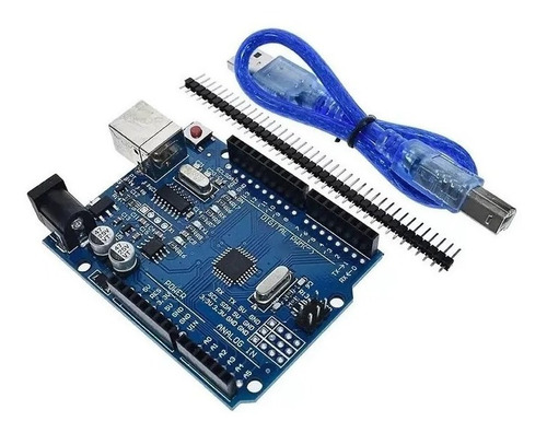 Imagen 1 de 5 de Placa Arduino Uno R3 Atmega328 Ch340 Iot Atmel + Cable Usb
