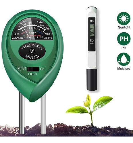 Medidor Ph Humedad Luz 3 En 1 Probador Digital Soil Tester