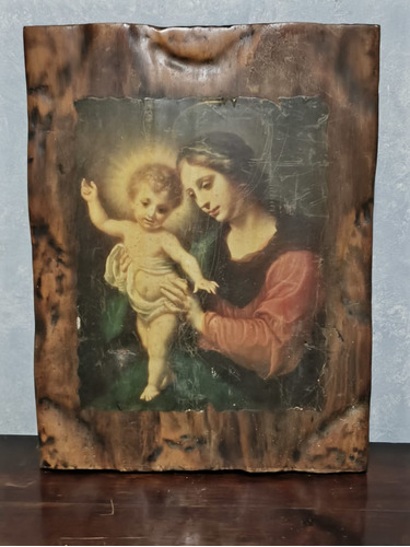 Retablo Antiguo La Madre Con El Niño