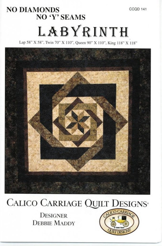 Labyrinth Quilt Pattern, No Diamonds Or Y  Seams, 4 Siz...