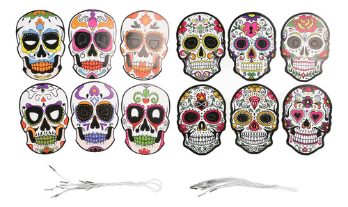 Decorações Do Dia Dos Mortos, 12 Peças, Máscara, Elástica