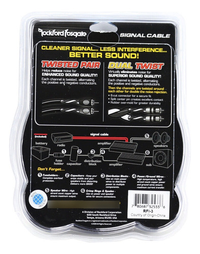 Cable Rca Par Trenzado 3 Ft = 0.9m Rockford Fosgate Rfi-3