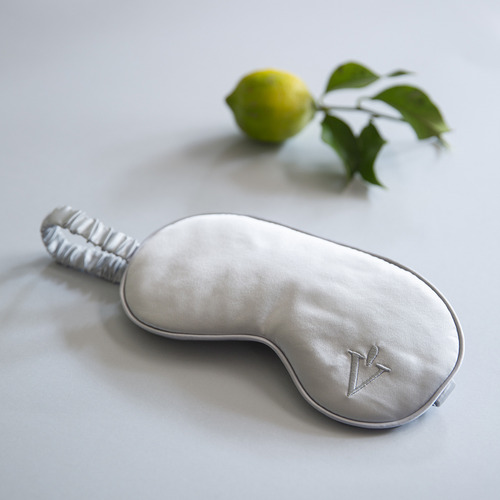 Antifaz Para Dormir, 100% Seda Ajustable, Gris Claro