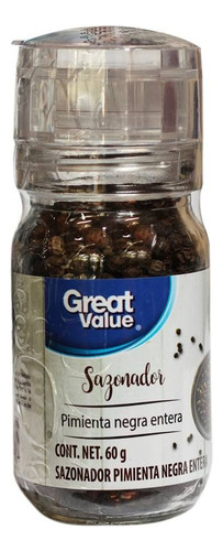 5 Pza Sazonador Great Value Pimienta Negra Entera 60 G