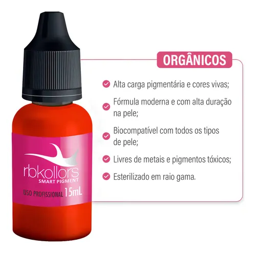 rbkollors アートメイク　色素 Hot Pigmento Laranja Orgânico 15ml RBKollors Micropigmentação