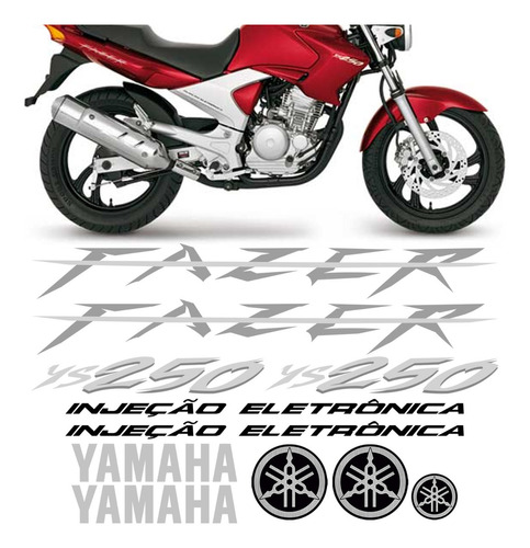 Kit Adesivo Moto Yamaha Fazer 250 Ys 2008 Vermelha Faixa
