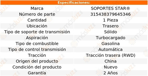1) Soporte Transmisión Tras 335i 3.0l 6 Cil Turbo 14/15