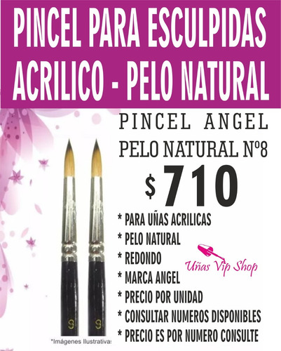 Imagen 1 de 2 de Pincel Uñas Acrilicas - Pelo Natural 100% - Uso Profesional
