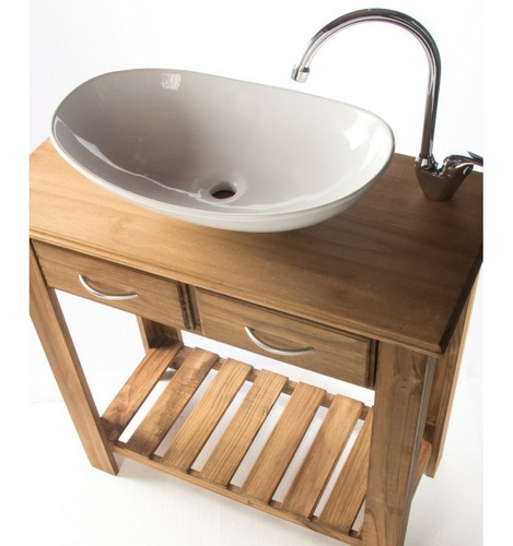 Imagen 4 de 8 de Combo Set Completo Bacha Ovalada Griferia 80cm Vanitory Baño