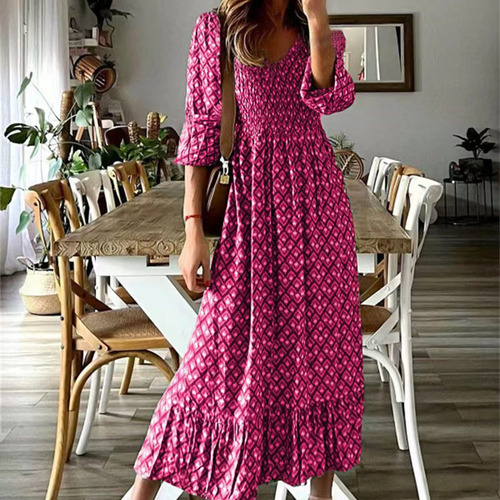 / Vestido Midi Chique Com Costura Com Babados, Bainha,