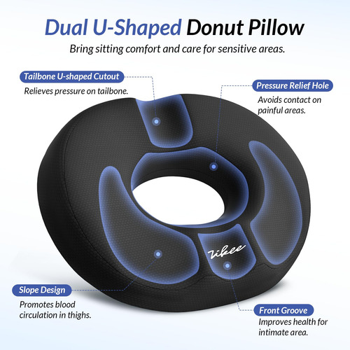 Travesseiro Rosquinha Zikee Duplo Em Forma De U Para Alívio