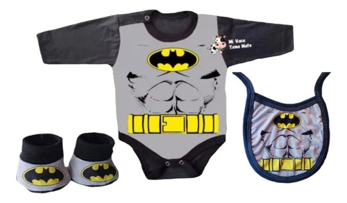 Batman Set De Nacimiento Bodys Babero Escarpines