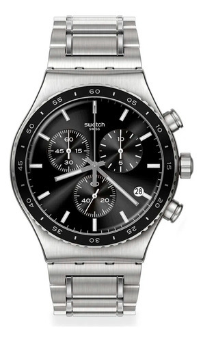 Reloj Swatch Irony At Night De Acero Yvs495g Ss Color de la malla Acero inox Color del bisel Negro Color del fondo Negro