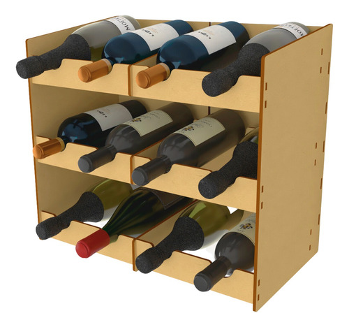 Cava Porta 12 Botellas Vino Estante Soporte Rack Cantina Mdf