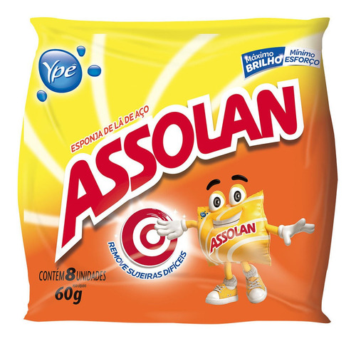 Esponja De Aço Assolan com 8 Unidades- 60g