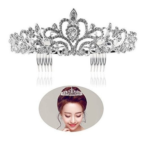 Tinksky Princesa Tiara Con Peine Cristalino Brillante Diaman