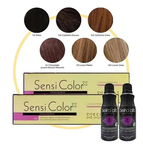 Kit 2 Tinturas Sensicolor Hipoalergénica 3.0 Café Oscuro