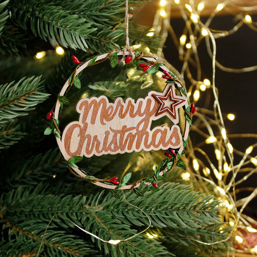 Letrero Navideño Con Letras Para Colgar En Forma De Árbol, C