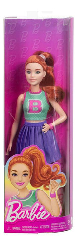 Boneca de praia verde Barbie Fashionista e saia roxa