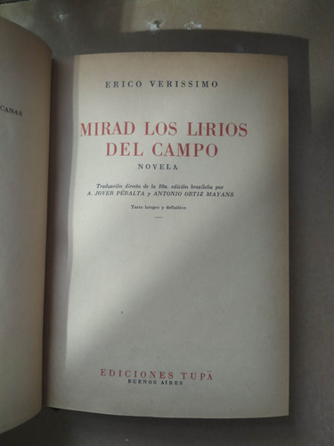 Mirad Los Lirios Del Campo - Verissimo - Tupa (Usado)