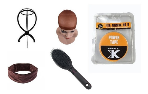Kit Hair Grip + Suporte + Escova + Wig Cap + Fita Do K