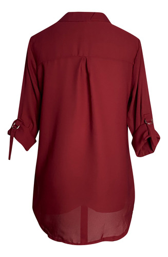 Blusa Casual De Manga Larga Con Cuello En V Y Blusa Lisa Par