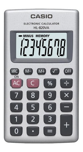 Calculadora de bolso Casio HL-820vA ideal para escolas, cor cinza