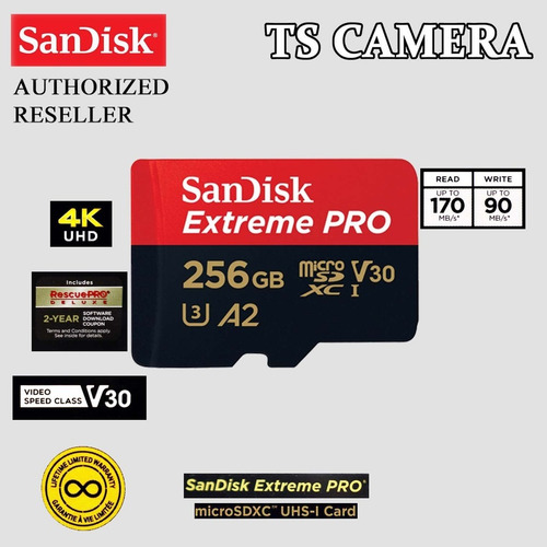 Sandisk Extreme Pro 256gb, 100mb/s, Micro Sd