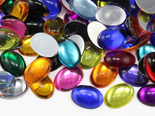 18 x 13 mm Vario Color Flat Back Acrilico Oval Cabochons Pro