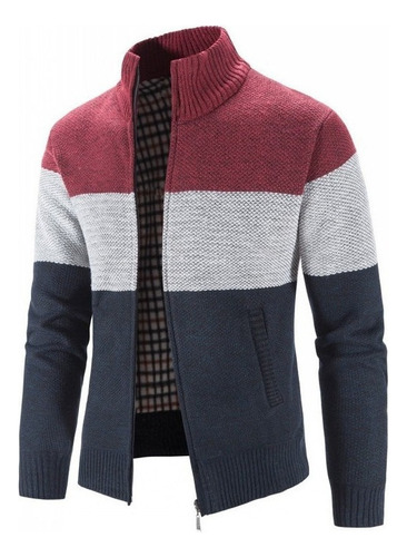 Ropa De Hombre Casual Cardigan Cremallera Suéter Cuello Alto