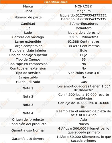 Kit 2 Amortiguadores Del Gas Magnum L8000f 91/97