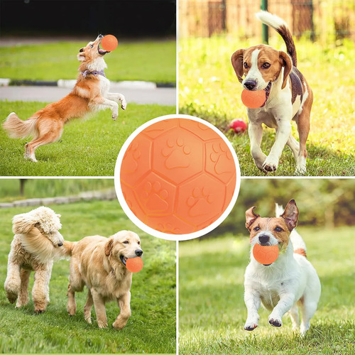 Bola de Futebol Pequena com Som para Cachorro Momovida Dt-15 Laranja