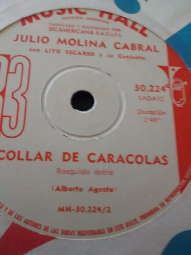 Vinilo Single De Julio Molina Cabral -papeles Muertos ( F83