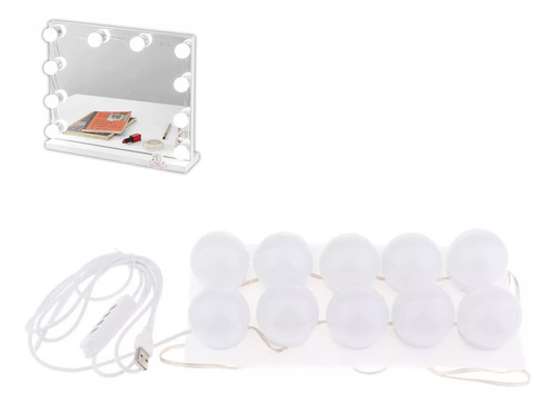 Juego De 10 Bombillas Led Ajustables Para Espejo De Tocador