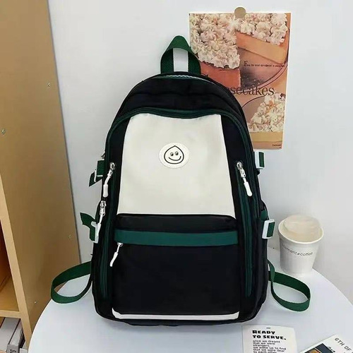 Mochila De Ocio Repelente Al Agua, Mochila De Estudiante De Campus De Gran Capacidad De Moda, Mochila De Viaje De Alto Valor, Negro Nylon