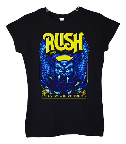 Polera Mujer Rush Tour Fly By Night Poster Rock Abominatron