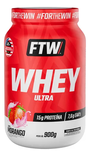 Whey Concetrado Ultra Protein Pote 900g Sabor Morango - Ftw