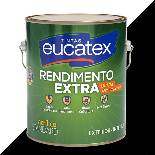 Tinta Latex Eucatex Rendimento Extra Preto 3600ml Cor Preto