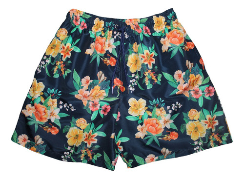 Pantaloneta De Baño Short Playa Hojas Flores Moda Floral
