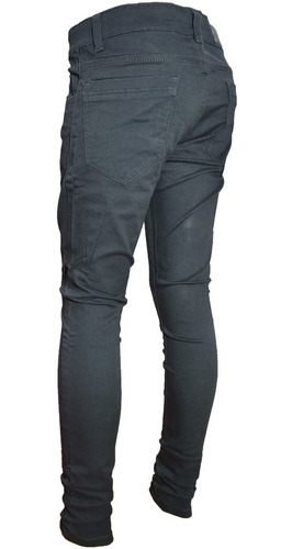 Imagen 2 de 4 de Pantalon Gabardina Niño Gris Chupin Elastizado Talle 4 Al 16