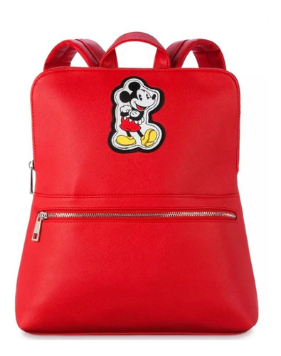 Mochila Roja Mickey Disney Símil Cuero