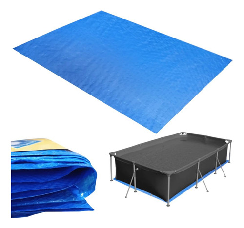 Piscina 6200 Litros Com Capa + Forro + Guarda Sol Azul 1,60m