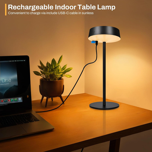Lámpara De Mesa Solar Inalámbrica Recargable Regulable Tácti