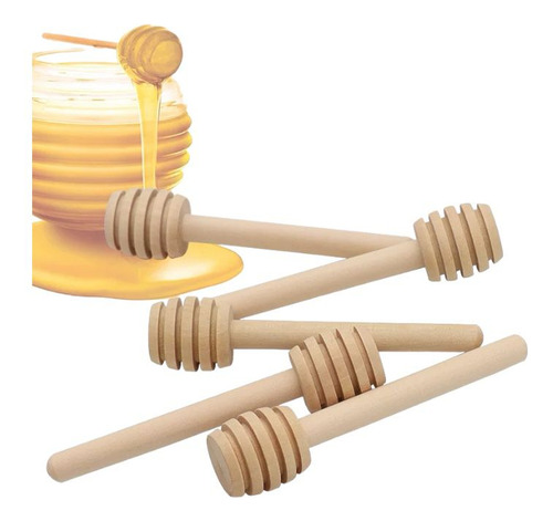 Kit 6 Mini Cuchara De Madera Para Miel Agitador Jarabe 9.8cm