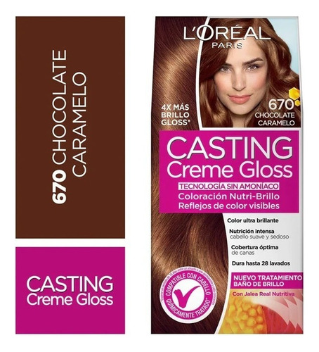 Kit Tintura L'Oréal  Tintura Casting tono chocolate caramelo para cabello