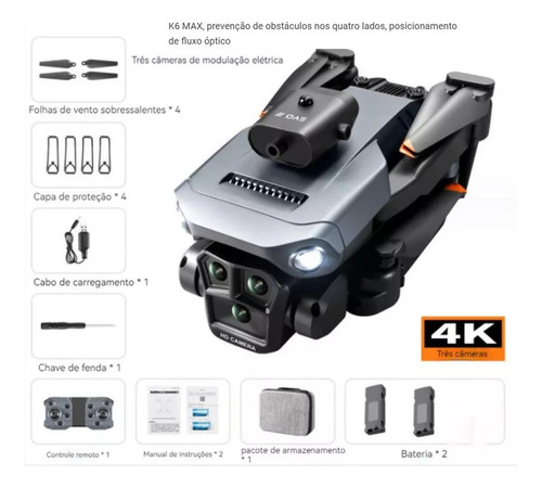 Dron Plegable Para Evitar Obstáculos Con Cámara Triple K6